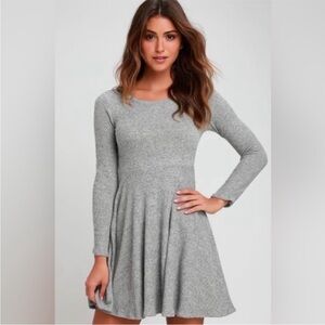 Lulu’s fit and flare gray ribbed skater dress